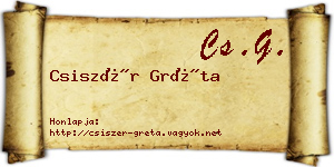 Csiszér Gréta névjegykártya